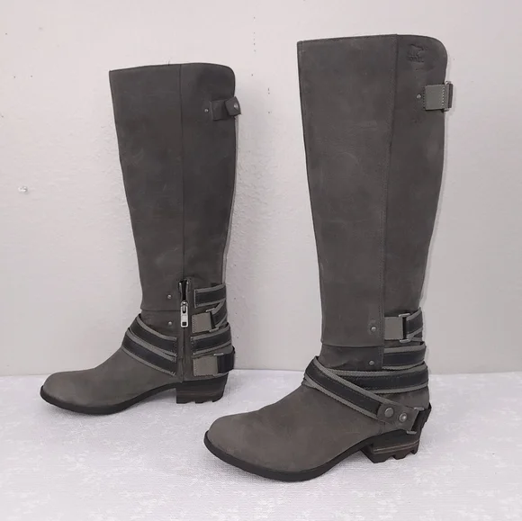 SOREL Lolla Tall Riding Boots US 9 Strappy Harness Heeled Knee-High Boots - Picture 2 of 12